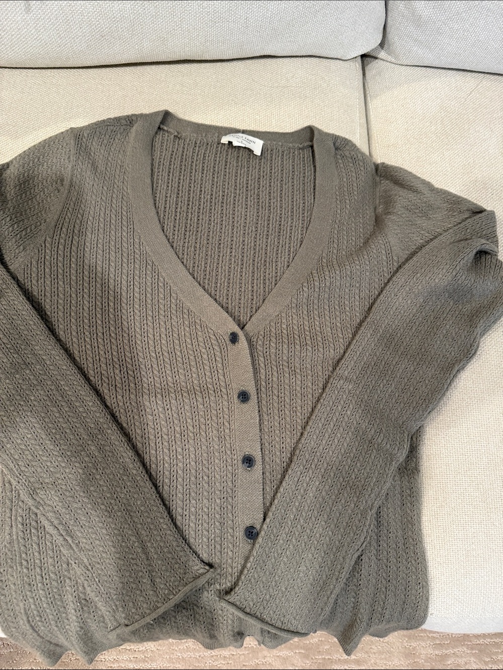Gentle Fawn Olive Green Ribbed V-Neck Button Cardigan